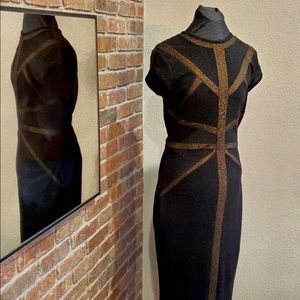 Vintage Kayla by Tally Taylor Long Sleek Chic Bodycon Black Dress Size 10